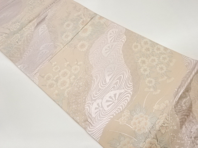 JAPANESE KIMONO / VINTAGE FUKURO OBI / WOVEN MICHINAGADORI & FLOWERS